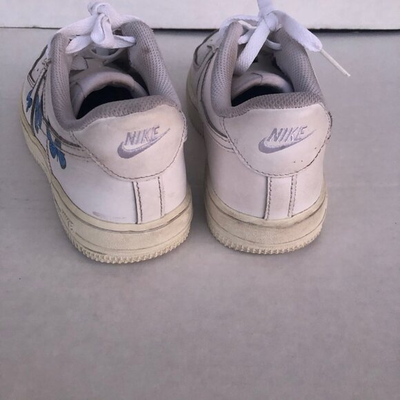 Nike Air Force 1 - - Low Top White Sneakers Youth kids size 2 1/2 " Butterfly " - Picture 6 of 7